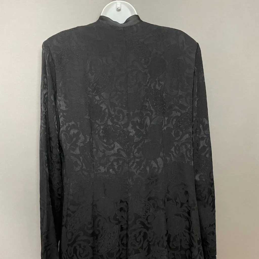 Vintage R&M Richards by Karen Kwong Jacket Long‎ Mandarin Collar Black Slits Size 16 - Image 6