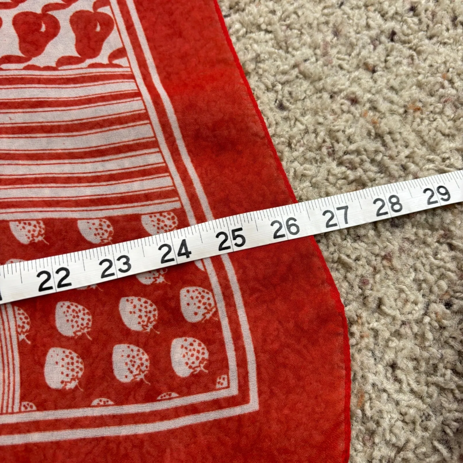 VTG Morsly Italy Red Fruit Bandana Square Scarf Strawberry Pear Banana Grape - Image 6