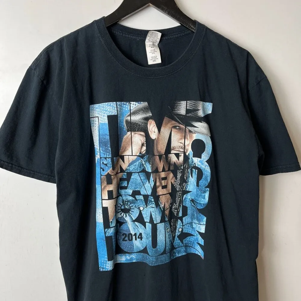 Tim McGraw Sundown Heaven Town XL 2014 Tour Tee Unisex Fit Black - Image 10
