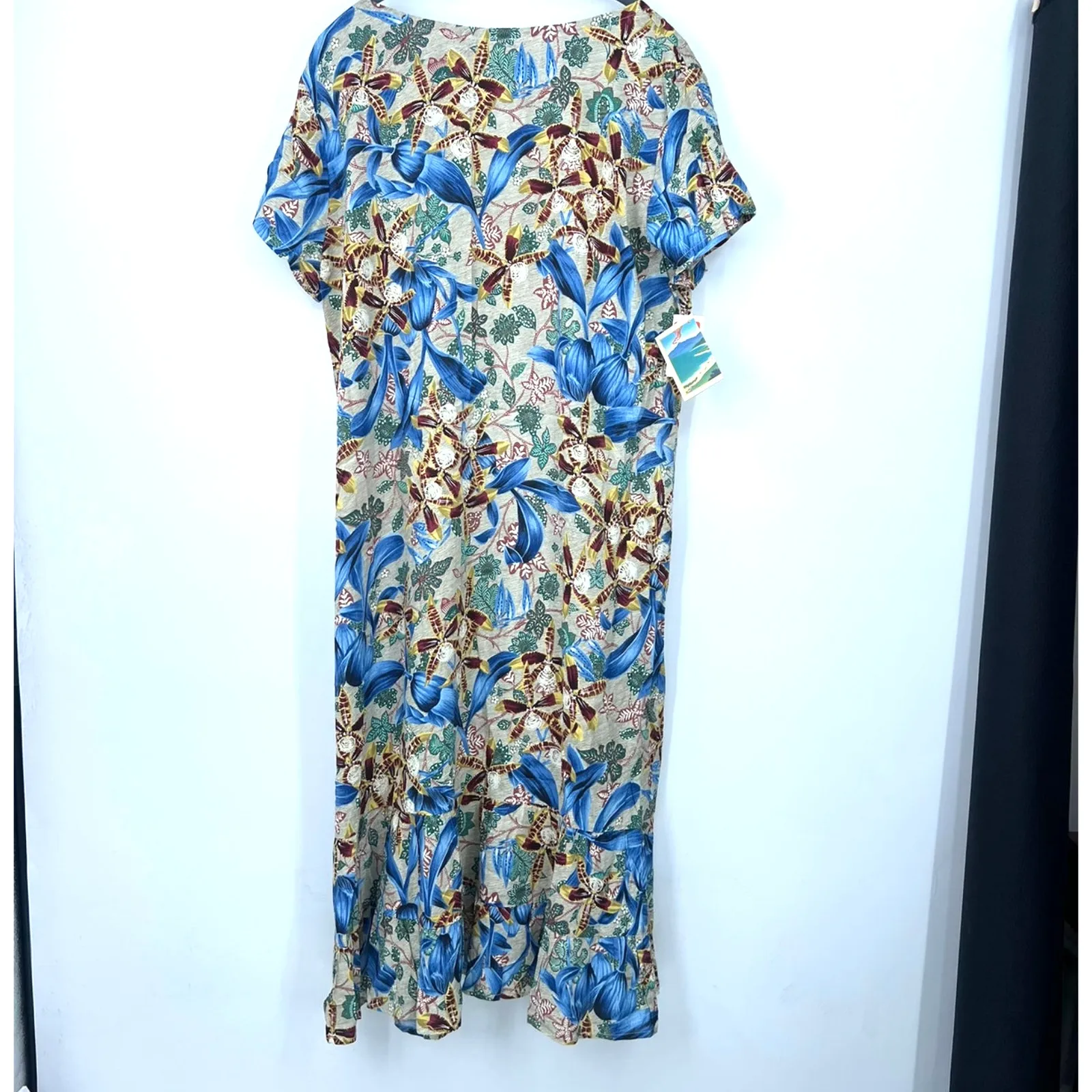NWT Reyn Spooner | XL | Muumuu Dress Knee Length Cover Up Hawaiian Aloha Blue - Image 5