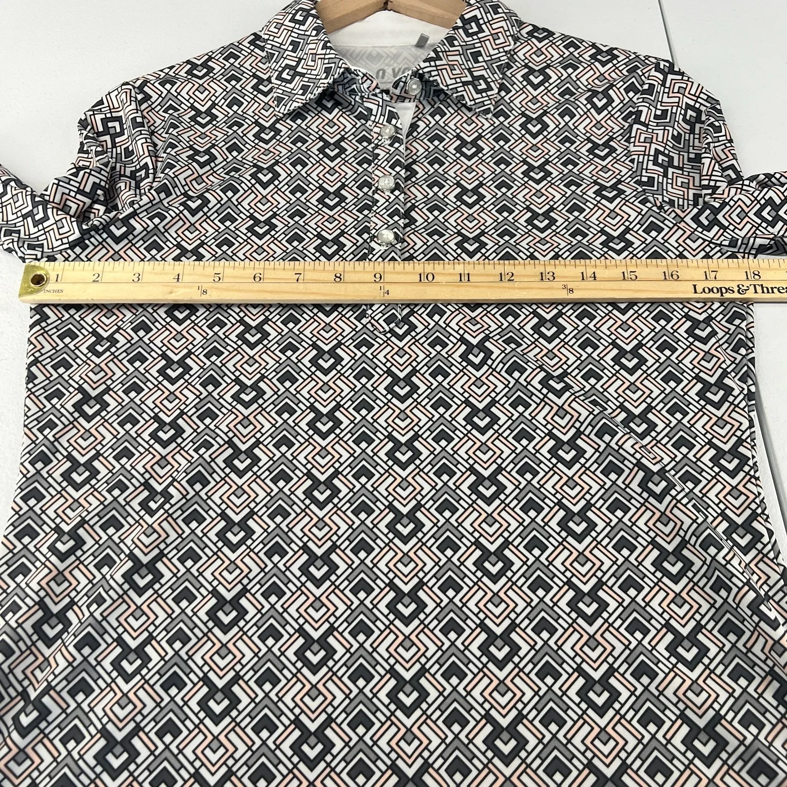 Nvo Sport Lucia Golf Shirt Women Small Multicolor Geometric Logo Collared Tennis - Image 12