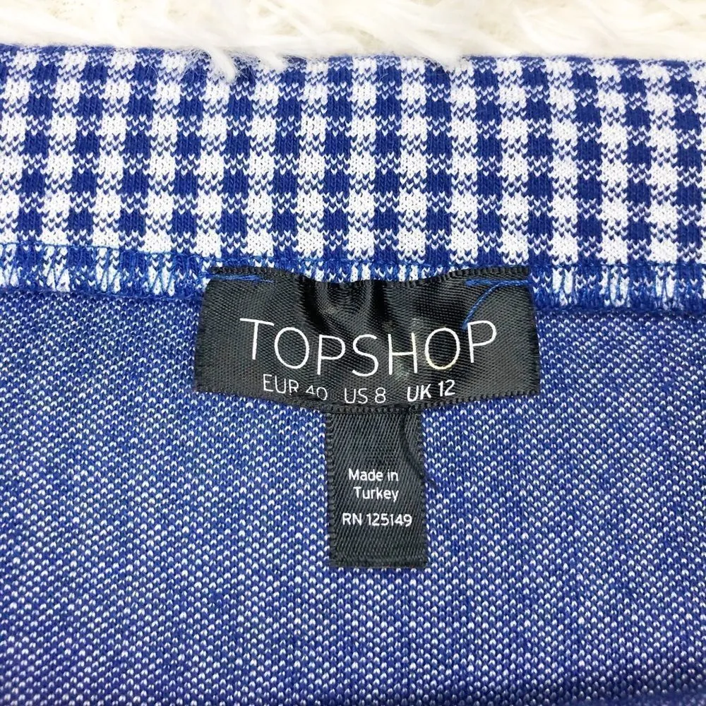 Topshop Blue Gingham Skirt Size 8 - Image 6