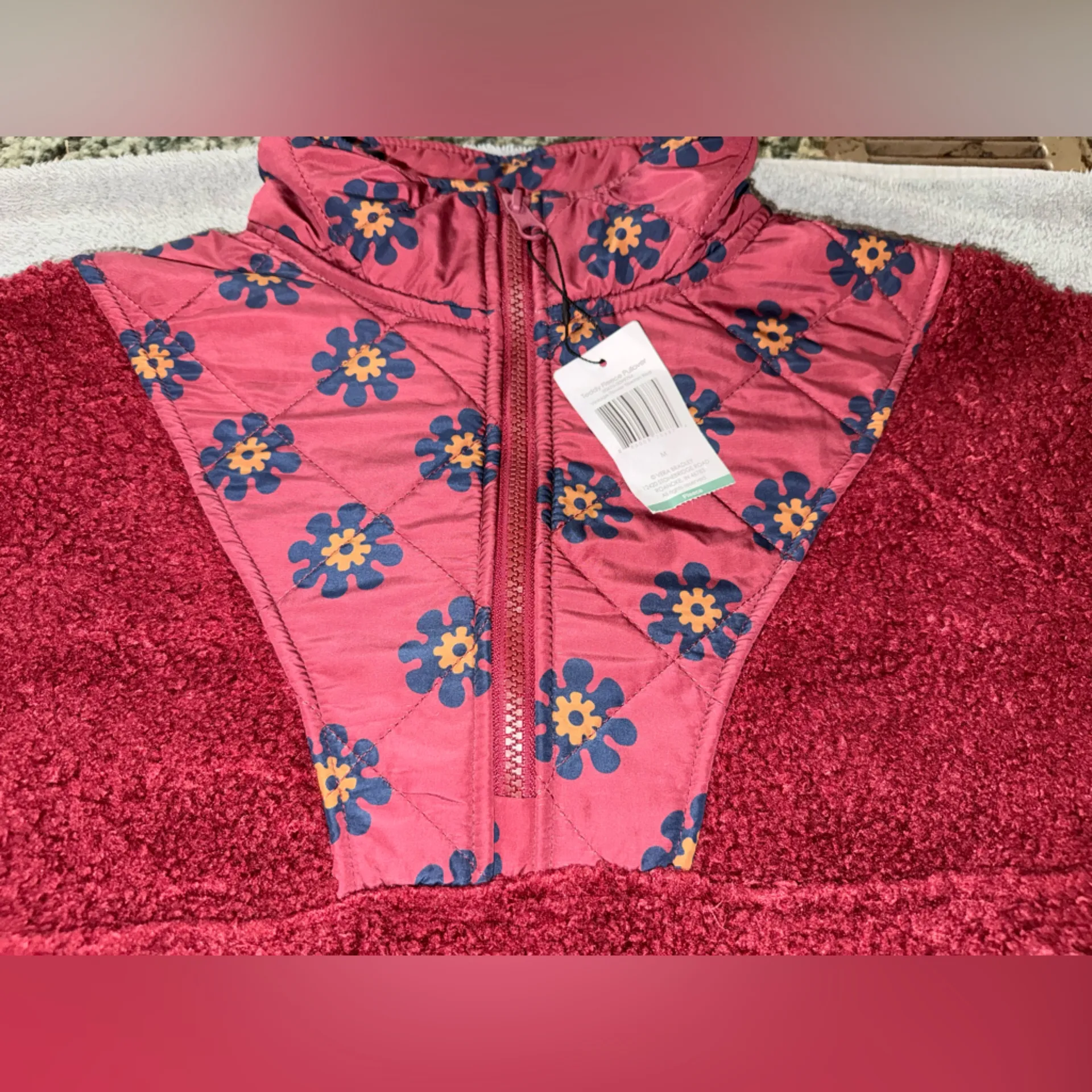 Vera Bradley  Red Sherpa Jacket with Floral Pattern - Image 4