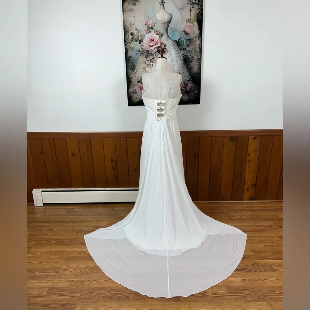 Beautiful Vintage Y2K Maggie Sottero Chiffon Wedding Gown! White Size 14 - Image 5