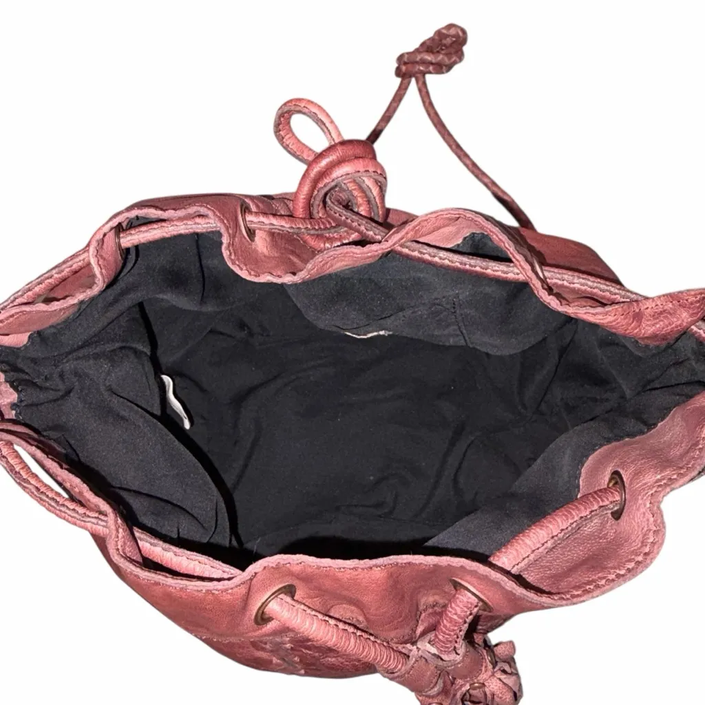 Civico 9 Brown Leather Studded Bucket Bag Purse - Image 6