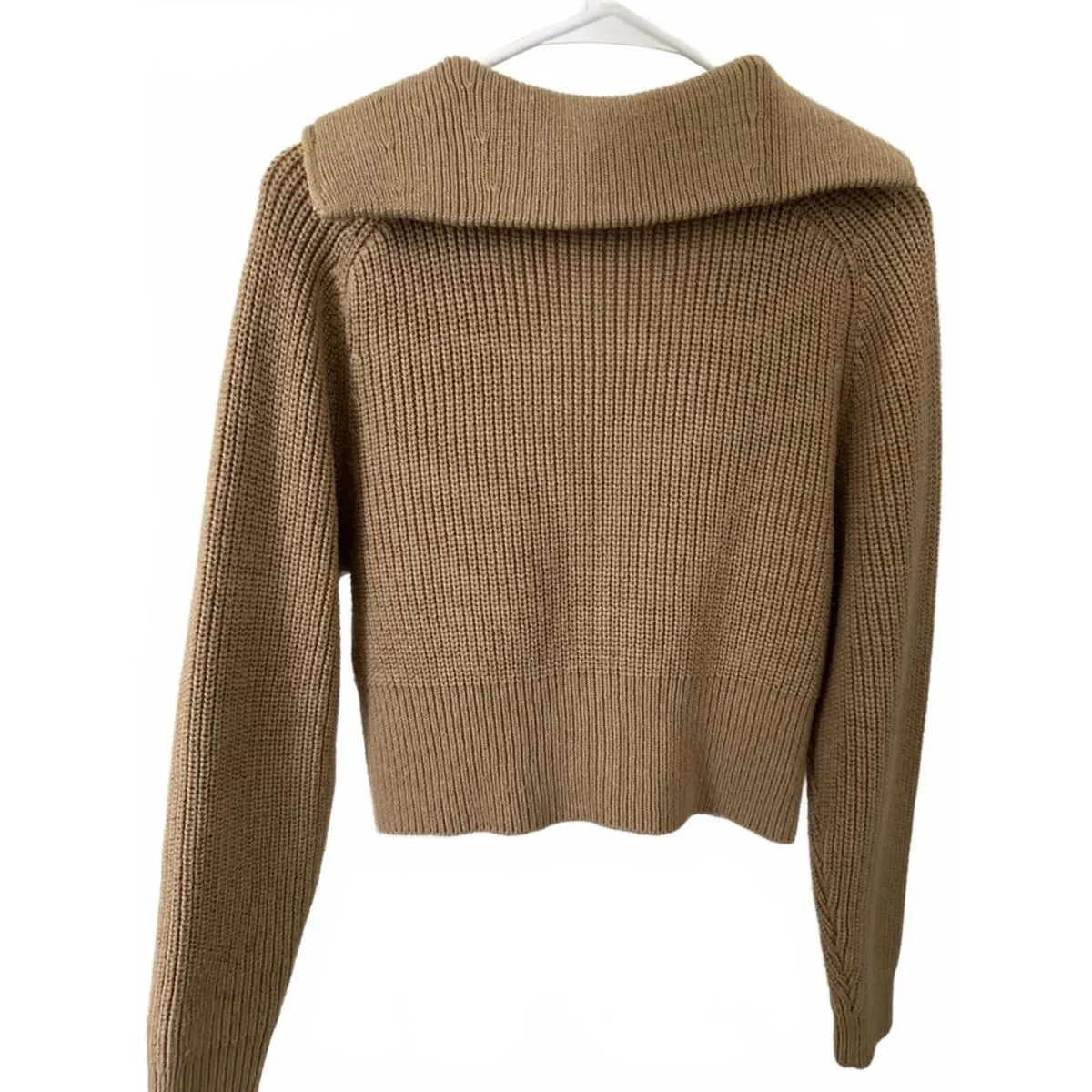 WAYF Nelle Half Zip Pullover Sweater Camel Brown XS - Image 2