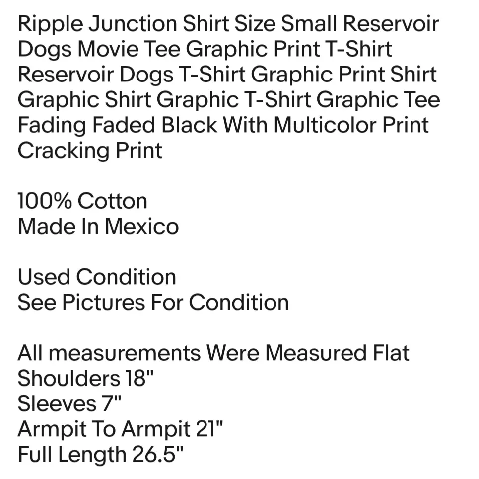 Shirt Size Small Reservoir Dogs Movie Tee Graphic Print T-Shirt - Image 2