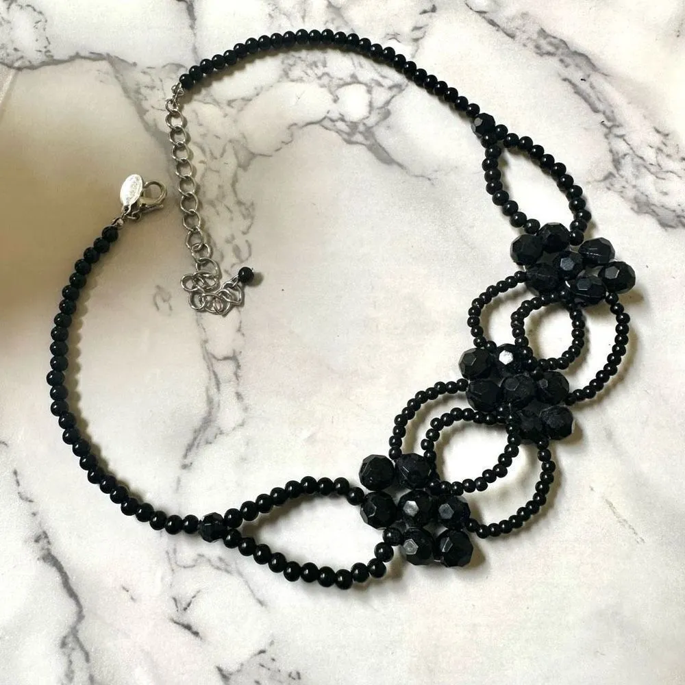 Cookie Lee black seed and beaded choker necklace - Image 2