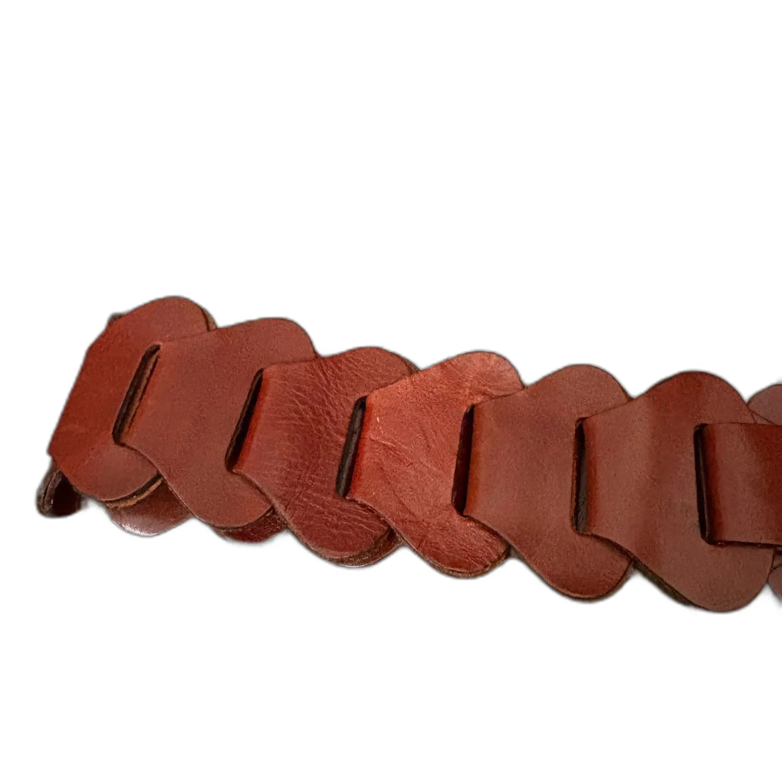 Banana Republic Genuine Leather Linked Scalloped Belt Brown Festival Size‎ Small - Image 2