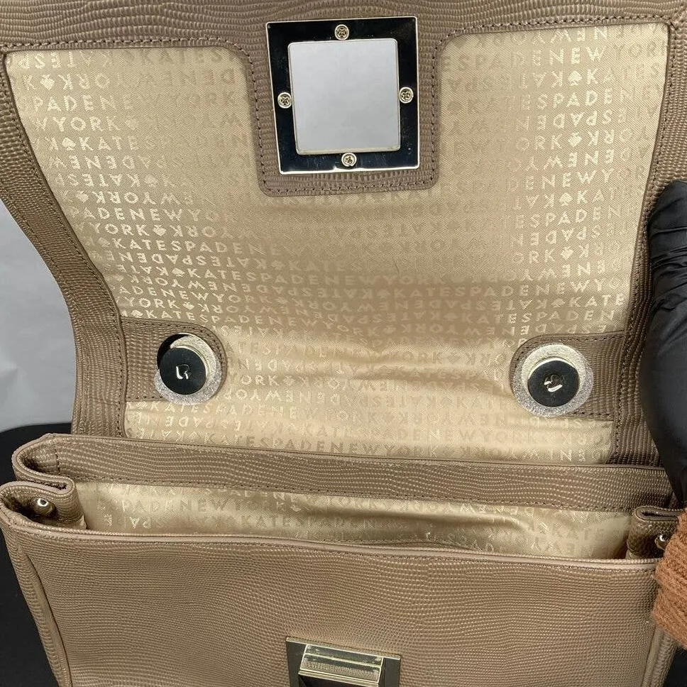 Kate Spade Rafaela Bag Marble Hill Gray Taupe Twist Lock Purse Tan - Image 3