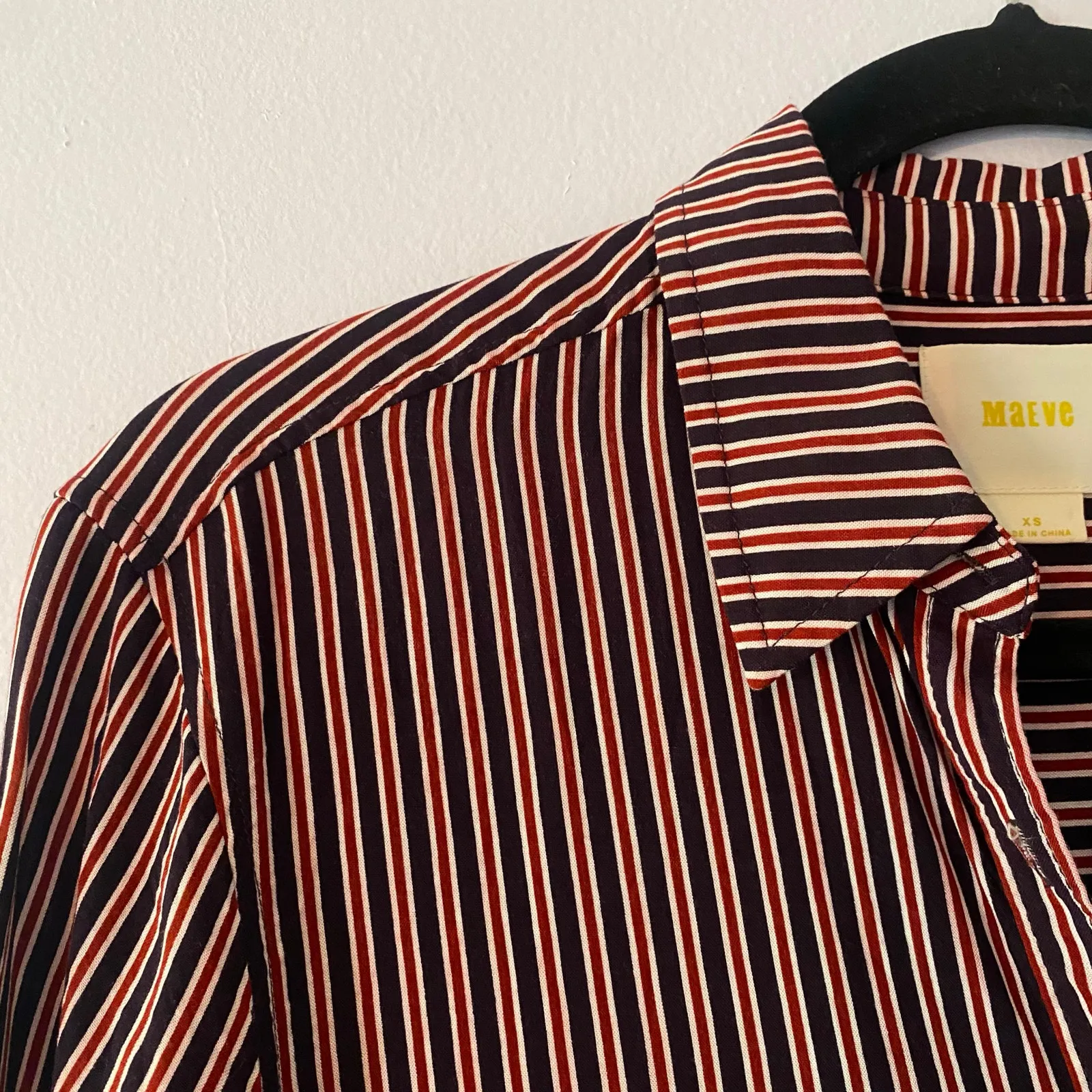 Maeve by Anthropologie Adelaide Poplin Striped Button Down Shirt Women's size XS - Image 4