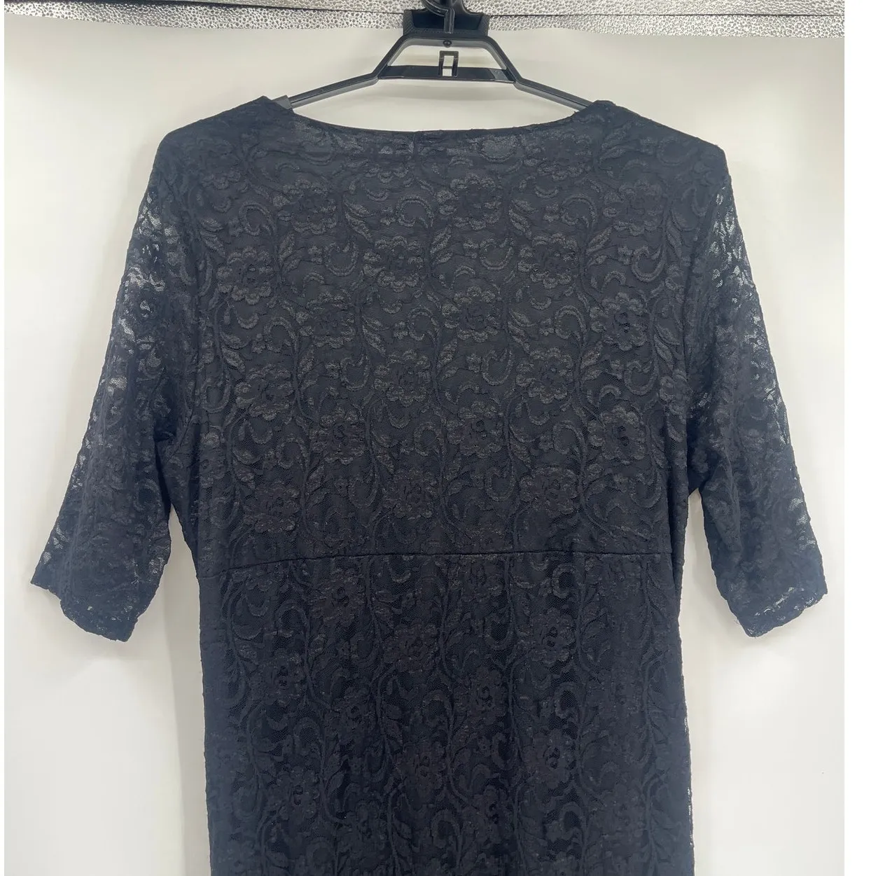 Kiyonna Illusion Lace Bodycon Dress Sz 4X Holiday Romantic Glam Burgundy Ruched Red - Image 7