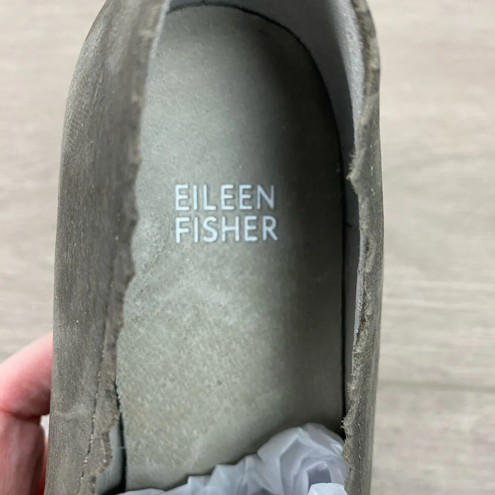 Eileen Fisher Slate Gray Leather Harria Chunky Heel Platform Loafer Sz.8.5 NWOB - Image 10