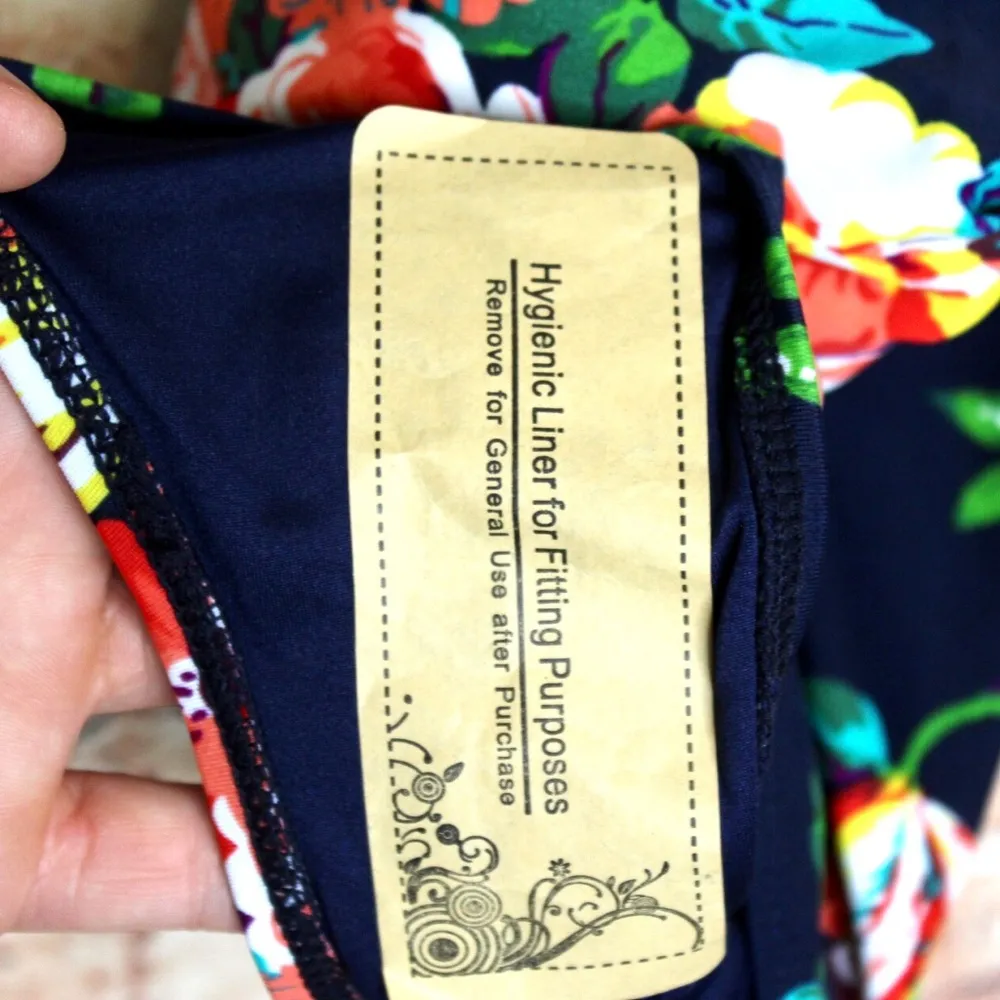 Navy Floral V Neck One Piece Swimsuit “X” back - Image 8