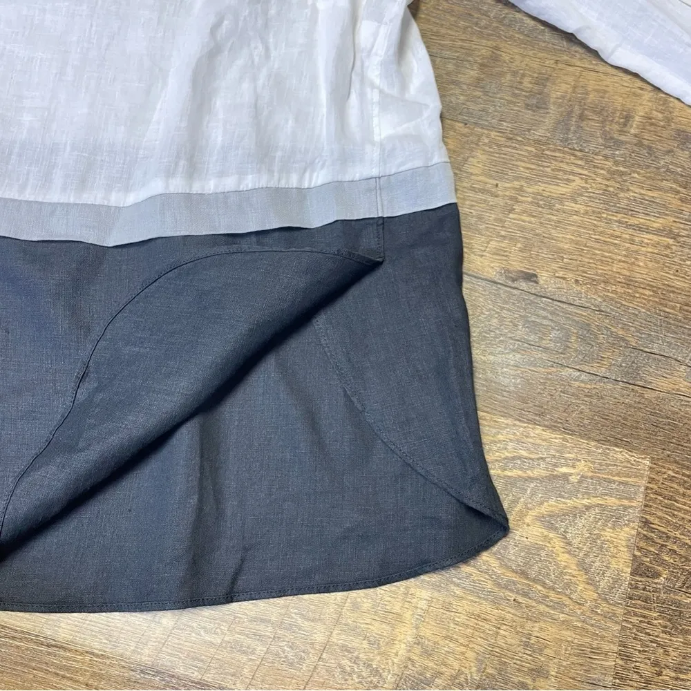 J Jill Love Linen Colorblock Tunic Top Black White 3/4 Sleeve Women Medium Petit Size undefined - Image 7