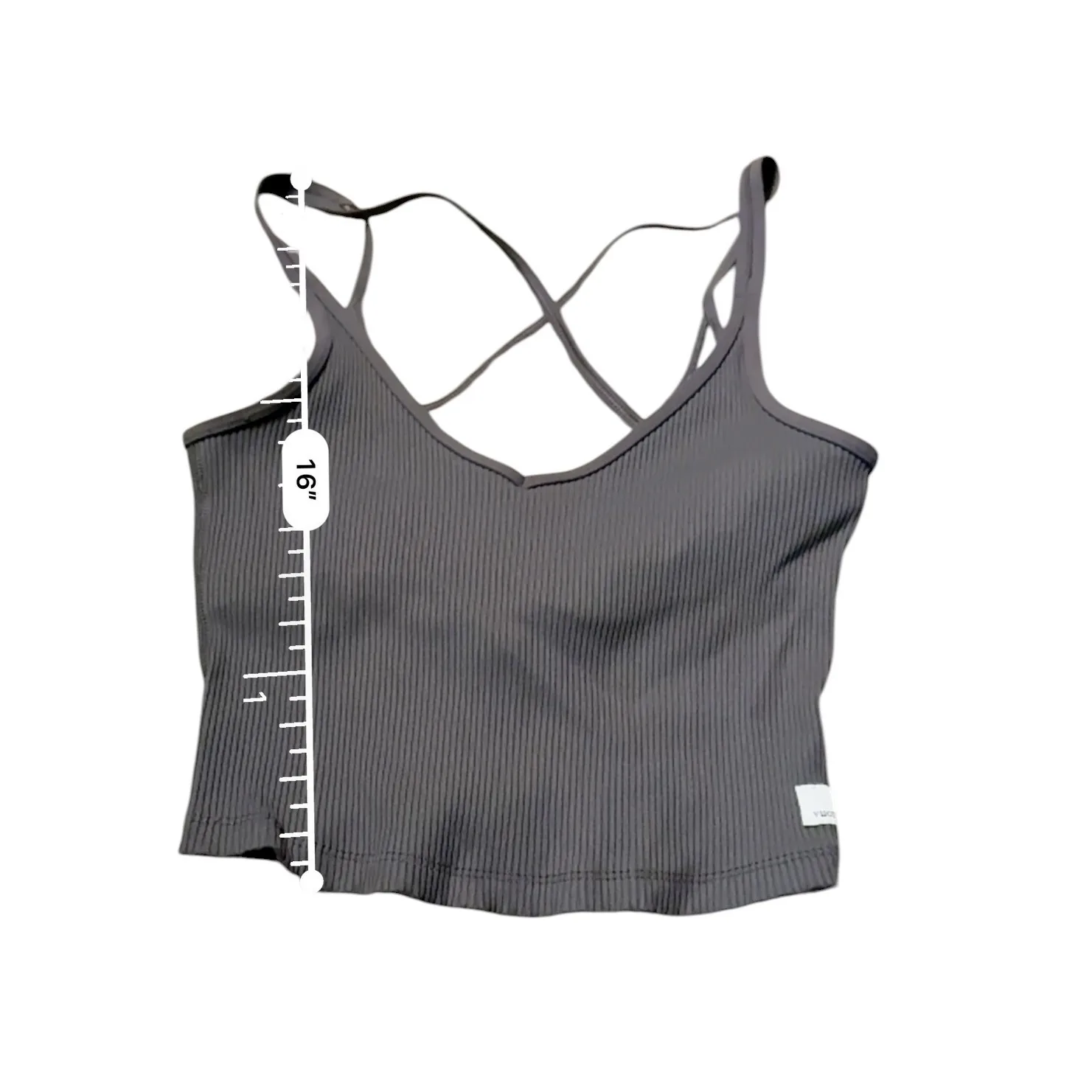 Vuori Rib Crop Tank Top Size Small Green Built-In Bra Stretch Activewear‎ Yoga - Image 6