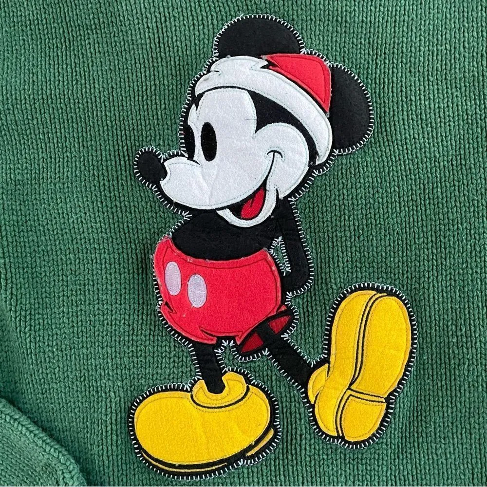Mickey Mouse Felted Applique Cotton Sweater L - Image 2