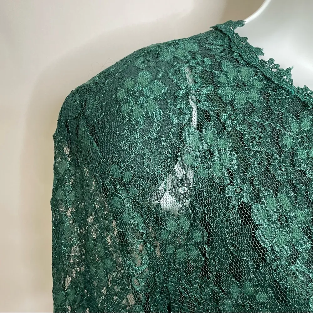 Vintage Green Lace Skater Dress Keyhole Long - Image 5