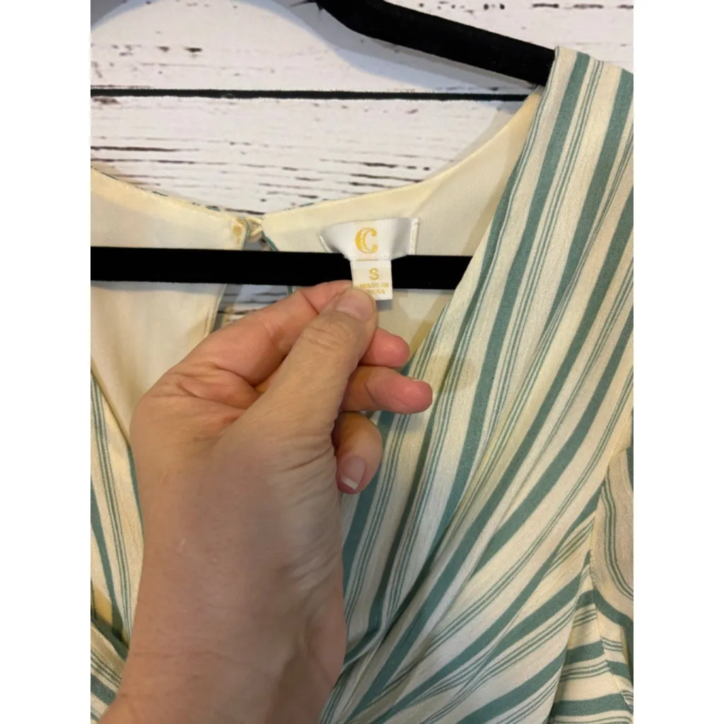 Women's Chicwish Striped Maxi Dress Cream/Green Size S - Image 3