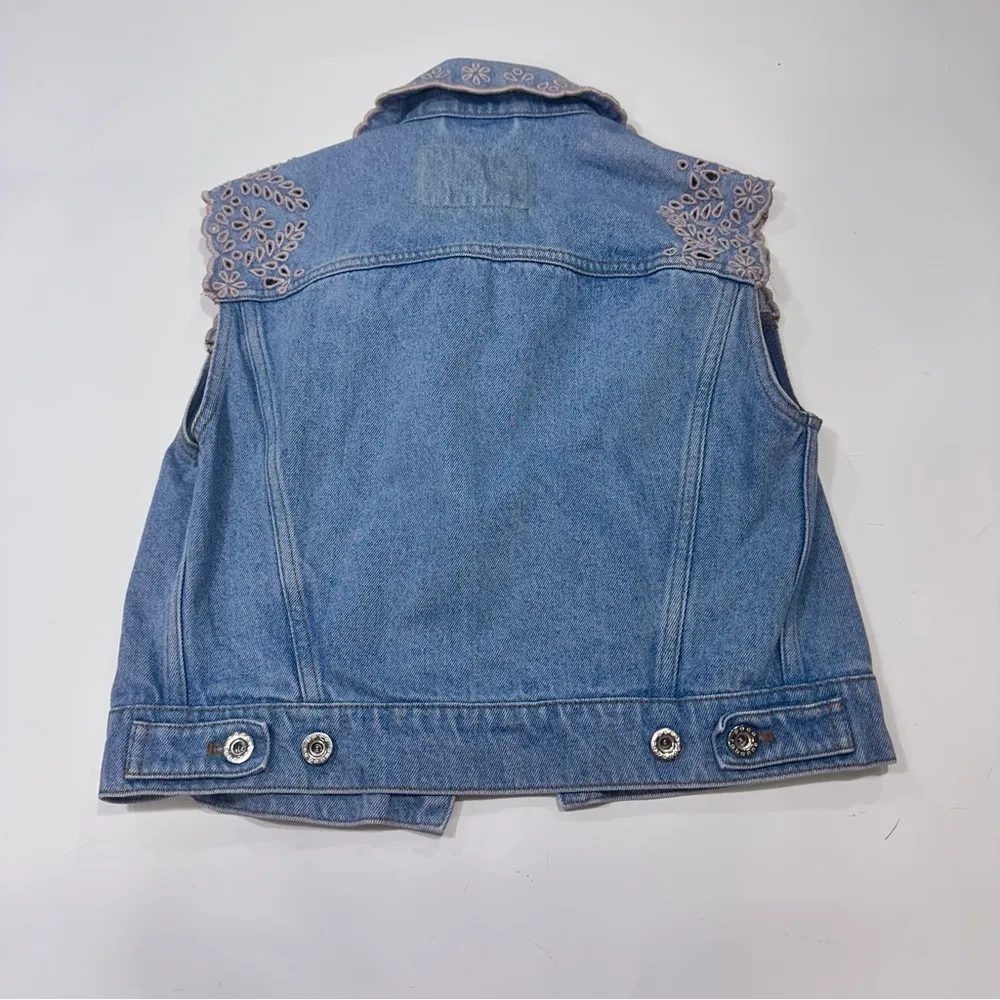 Rabanne Lace Denim Vest Size 38 Blue - Image 4
