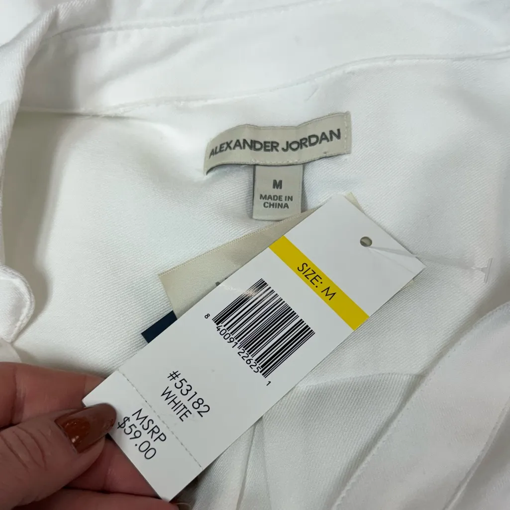 Alexander Jordan White Button Front Blouse Supersoft Rayon Shirt Size M NWT Size M - Image 2
