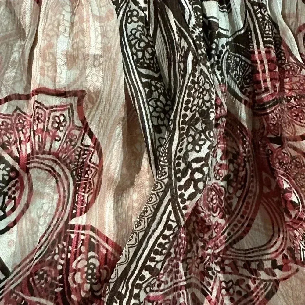 BCBGMaxAzria Boho Silk Strapless Dress Party Cocktail Gold Brown Coral Size 0 - Image 5