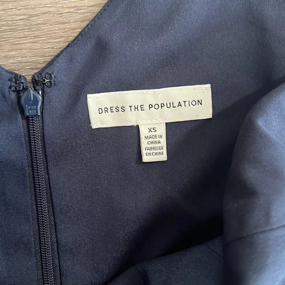 Dress the Population Dress Jordan Slit Plunge Straps Evening Gown XS - Image 7