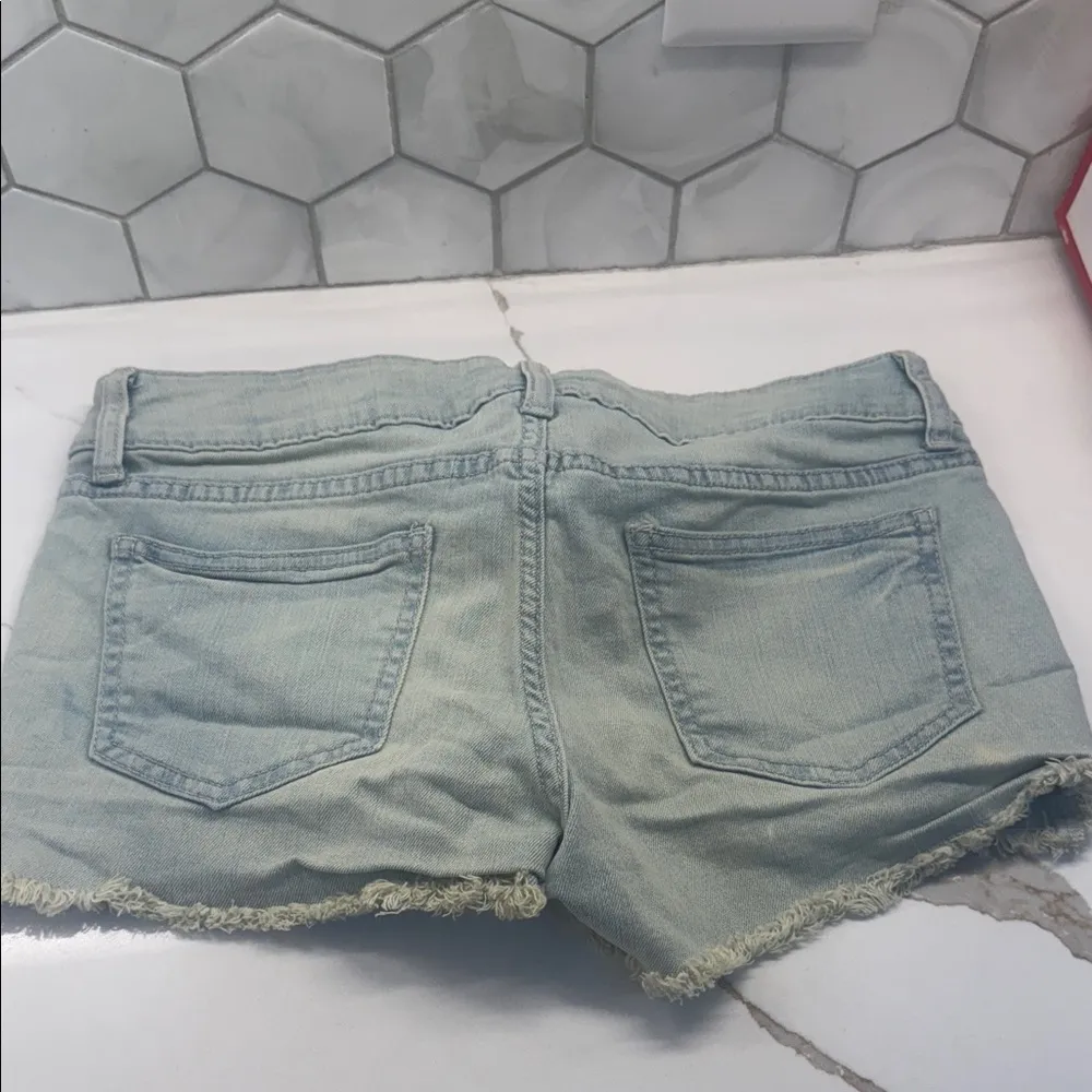 Decree Sky Blue Frayed Jean Shorts‎ - Image 4
