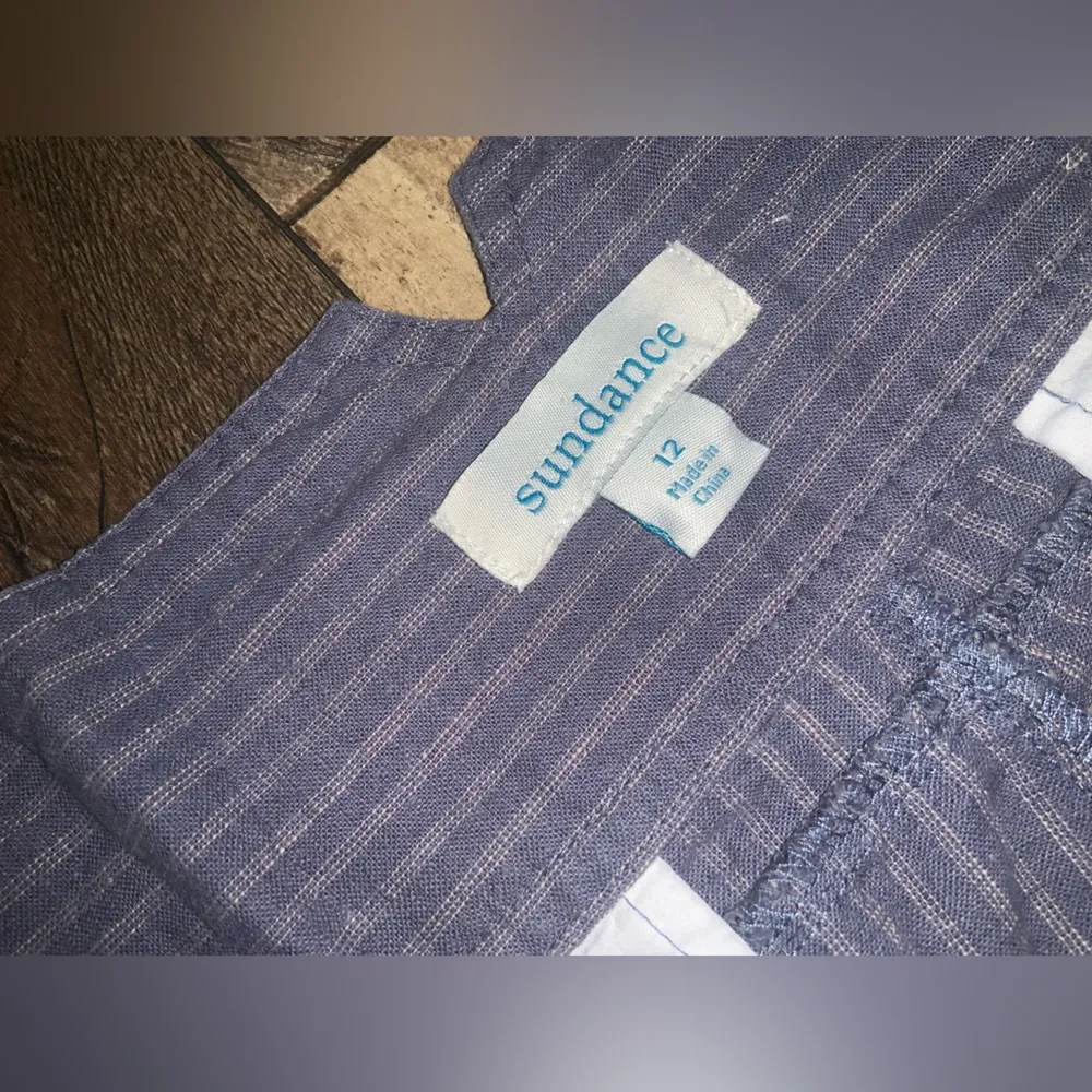 Sundance Womens Amelia linen Pant in Blue Stripe 12 $100 stripes fall casual - Image 4