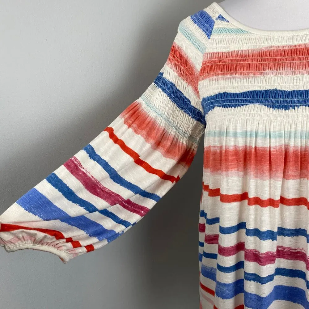 Anthropologie Meadow Rue Smocked Peasant Blouse Small Patriotic - Image 3