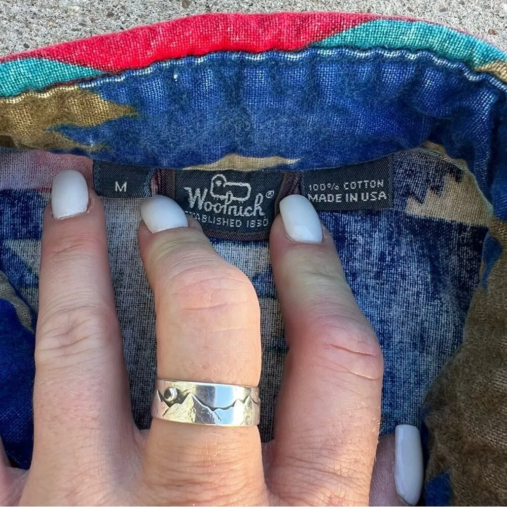 90s Woolrich Aztec Southwestern field weight flannel long sleeve button up shirt - Image 3