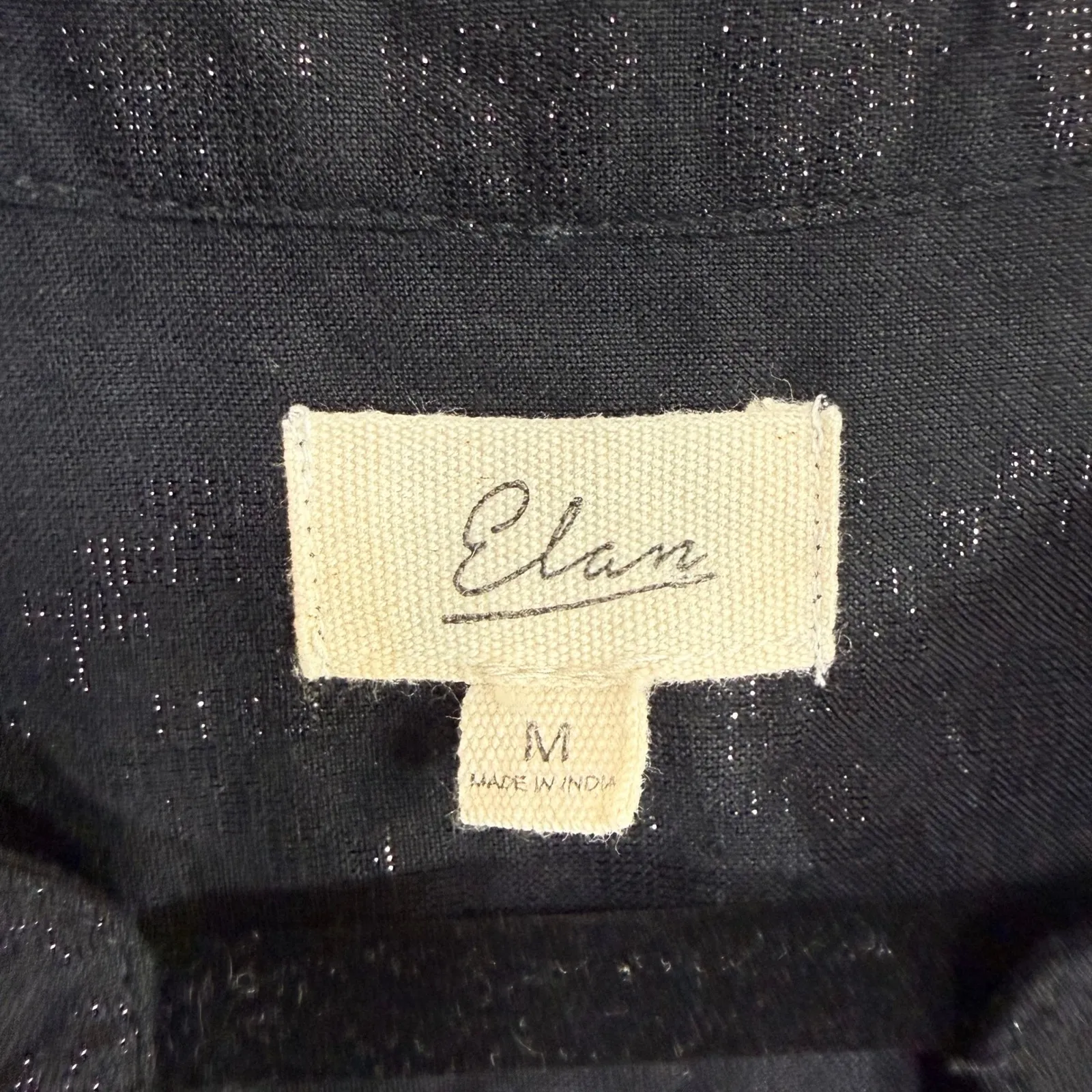 Elan M Maura Minidress Black Metallic Sleeveless Boho Sparkle Cottagecore Tiered - Image 6