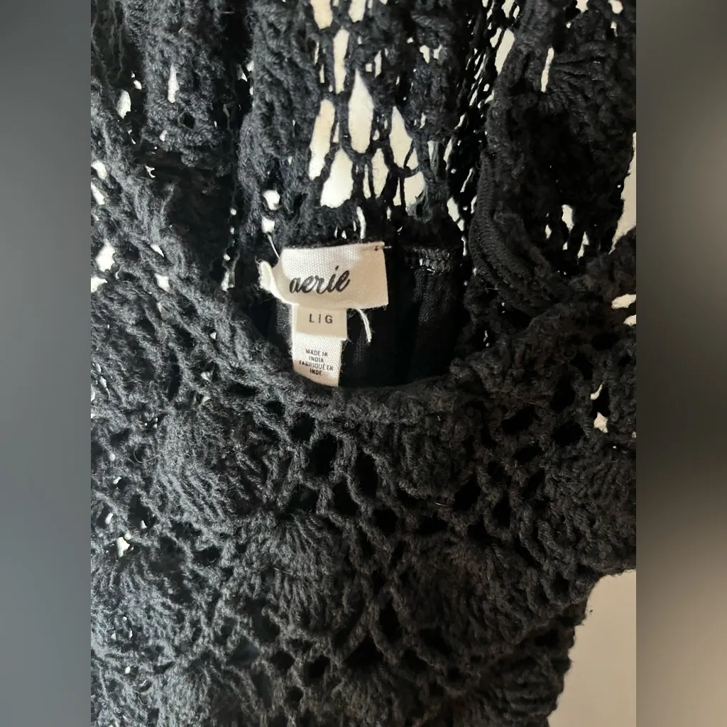 Aerie Black Crochet Maxi Dress - Image 2