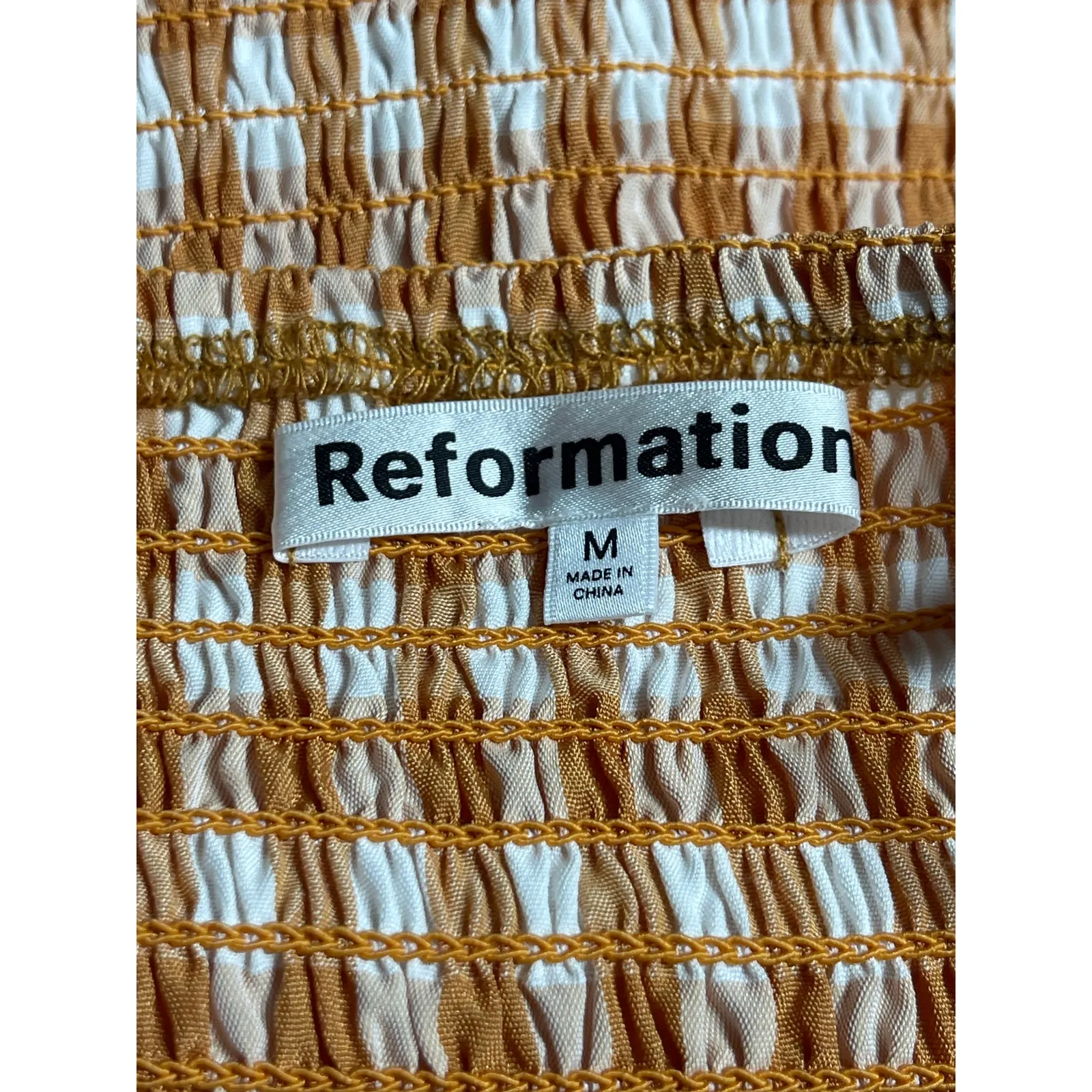 Reformation Gemini Women Coral Gingham Check Sleeveless Ruffle Tank Mini Dress M - Image 6