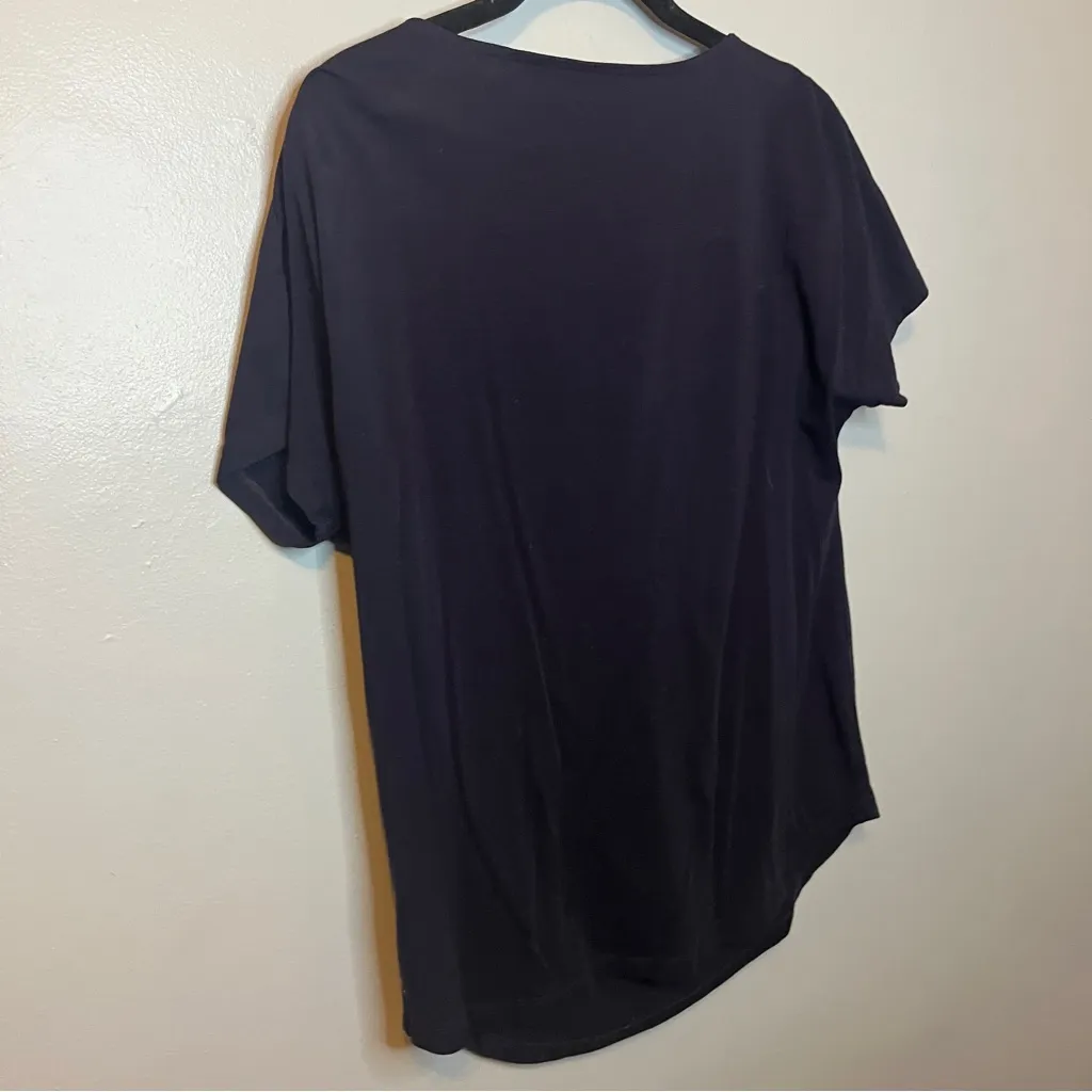 Lands' End Navy Blue Black Drape Neck Blouse Medium - Image 5