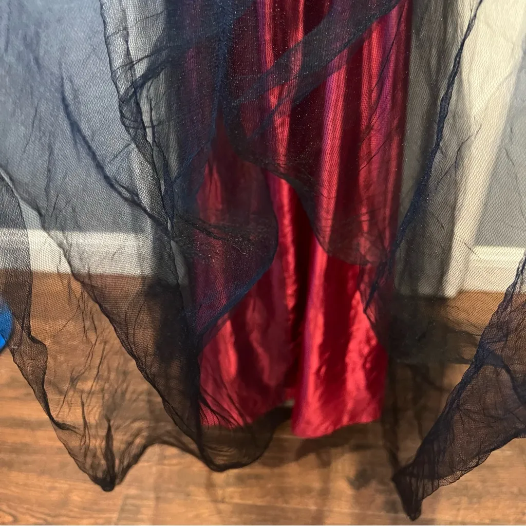 Spirit Halloween adult womens L costume sequin mesh maxi dress black & red gown - Image 5