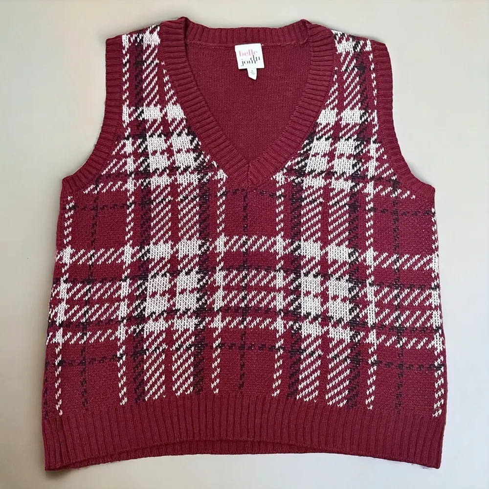BELLE DU JOUR Juniors Sleeveless Plaid Sweater Vest - Image 3