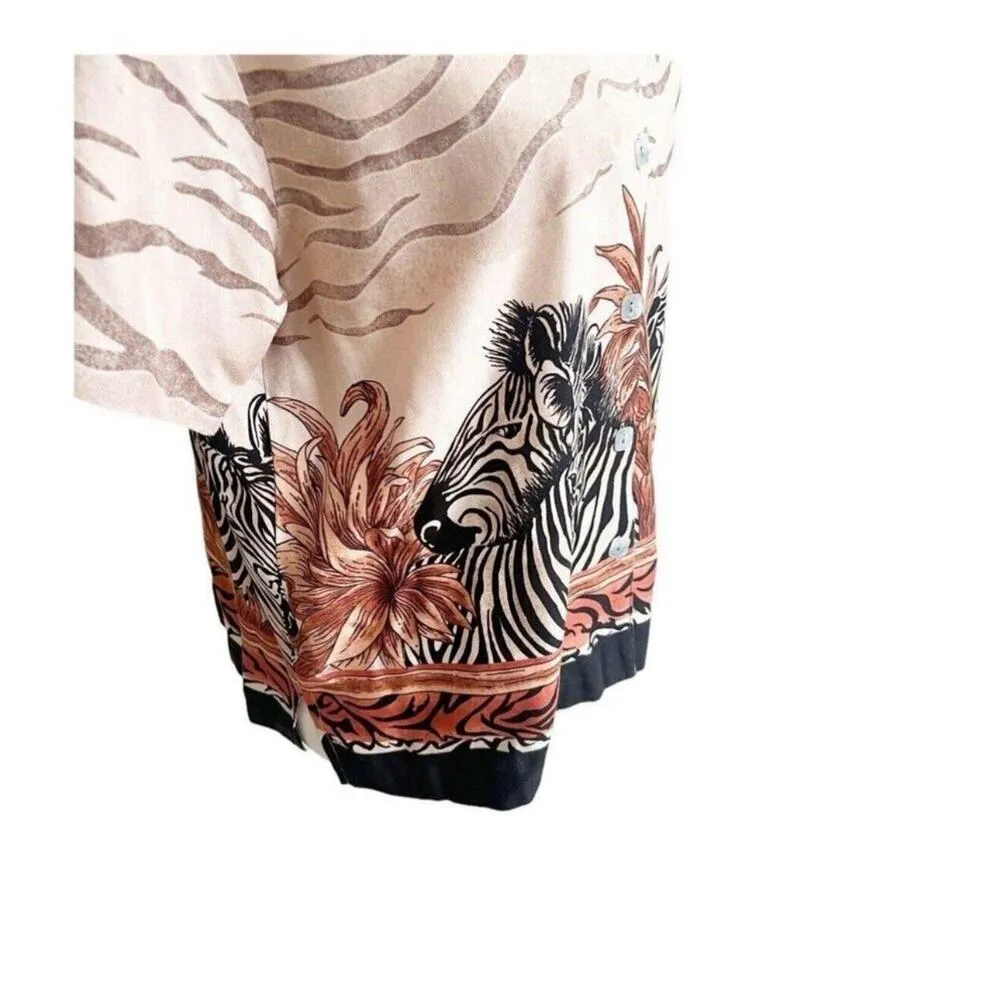 Teddi Petite Large Zebra Safari Print Button Down Shirt Vintage Novelty Brown Size undefined - Image 9