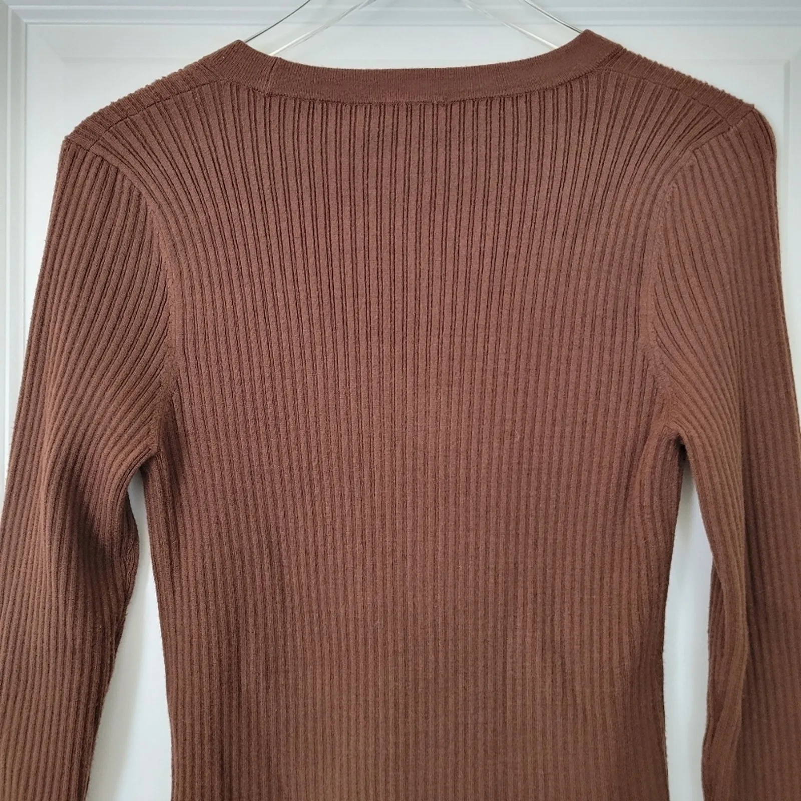 L'AGENCE Lira Rib‎ Henley Bodysuit Size XL Chocolate Brown New with Tag $365 - Image 9