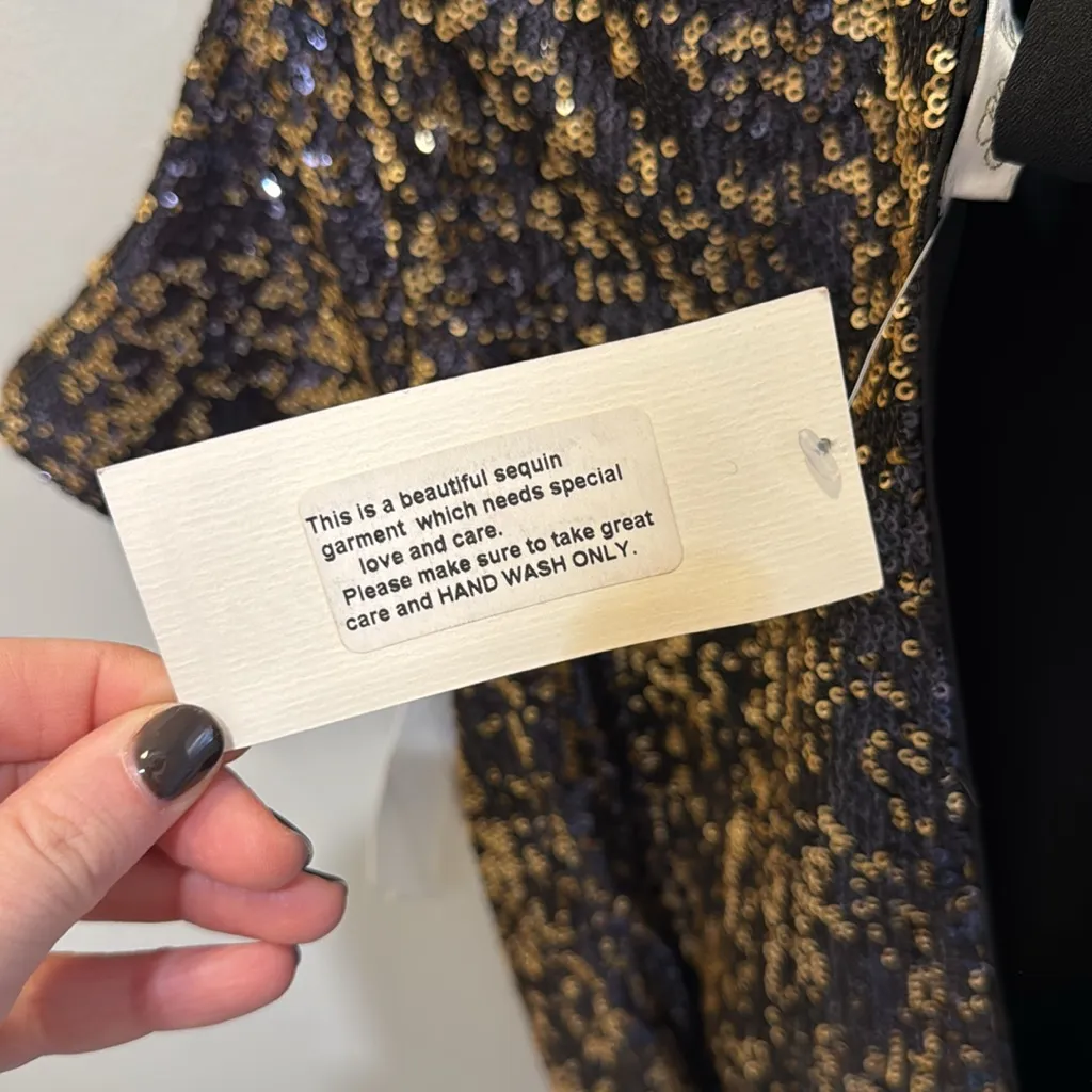 NWT Shoshanna Zena Black and Gold Sequin Romper - Image 8