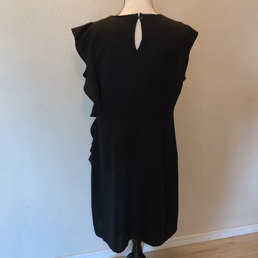 Simply Vera Vera Wang black side ruffle sleeveless midi dress - Image 8