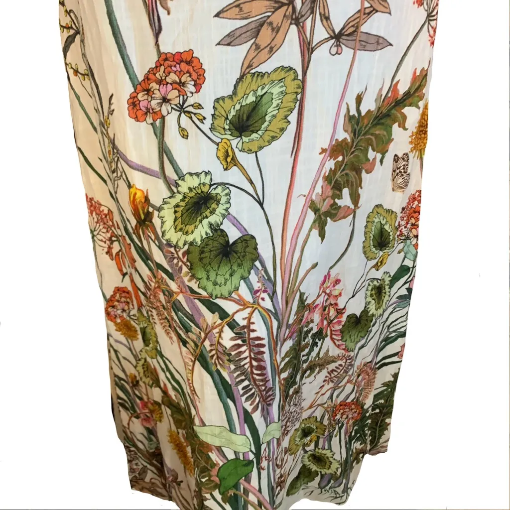 I.N.C. CREAM & GREEN BOTANICAL PRINT KAFTAN STYLE MAXI DRESS NWT (M) Size M - Image 8