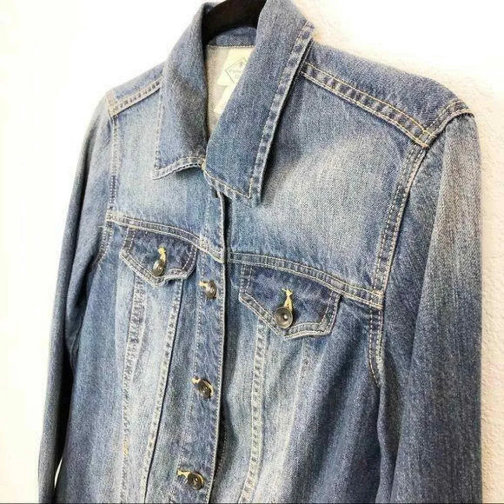 St. John’s Bay Jean Trucker‎ Jacket Womens Small Blue Denim - Image 3