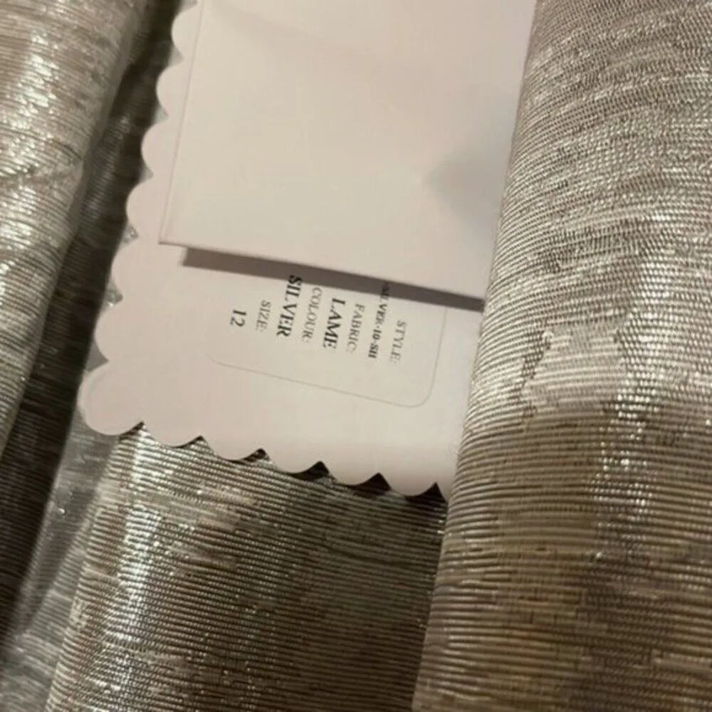 Shrimps Pearl bow embellished metallic jacquard skirt silver size 8 - Image 8