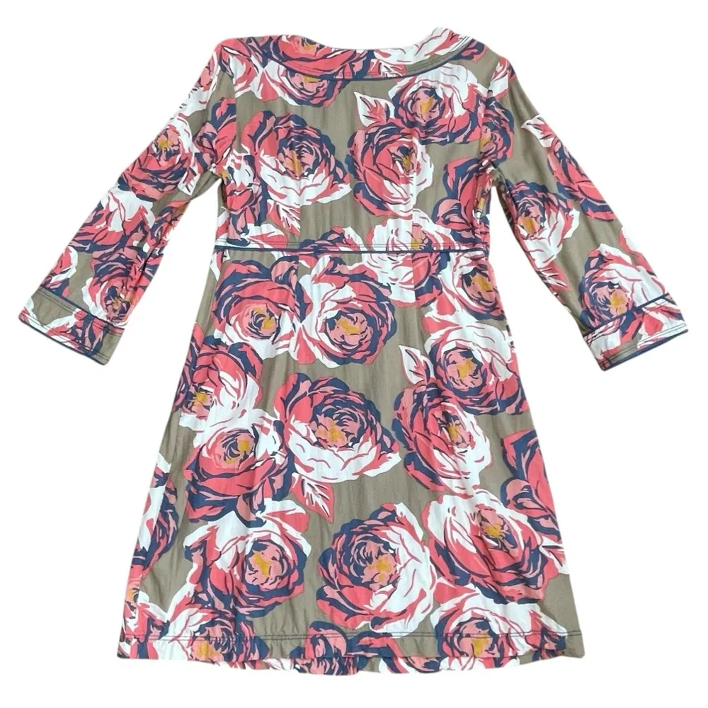 Boden Womens Dress 4R Pink Tan Floral 3/4Sleeve Mini Tunic Viscose Resortwear Size 4 - Image 6