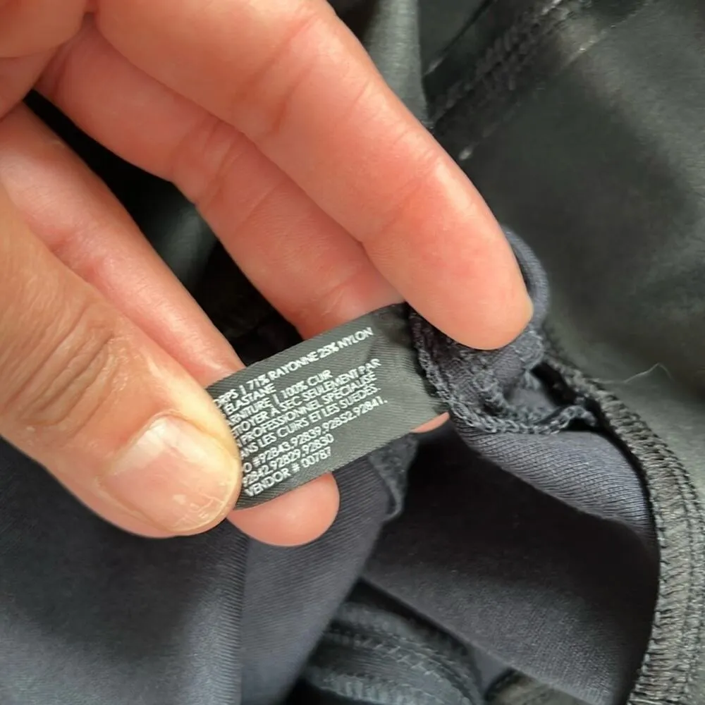 Club Monaco Black Navy Dress 12 Mini Chic Leather Trim Cocktail - Image 8