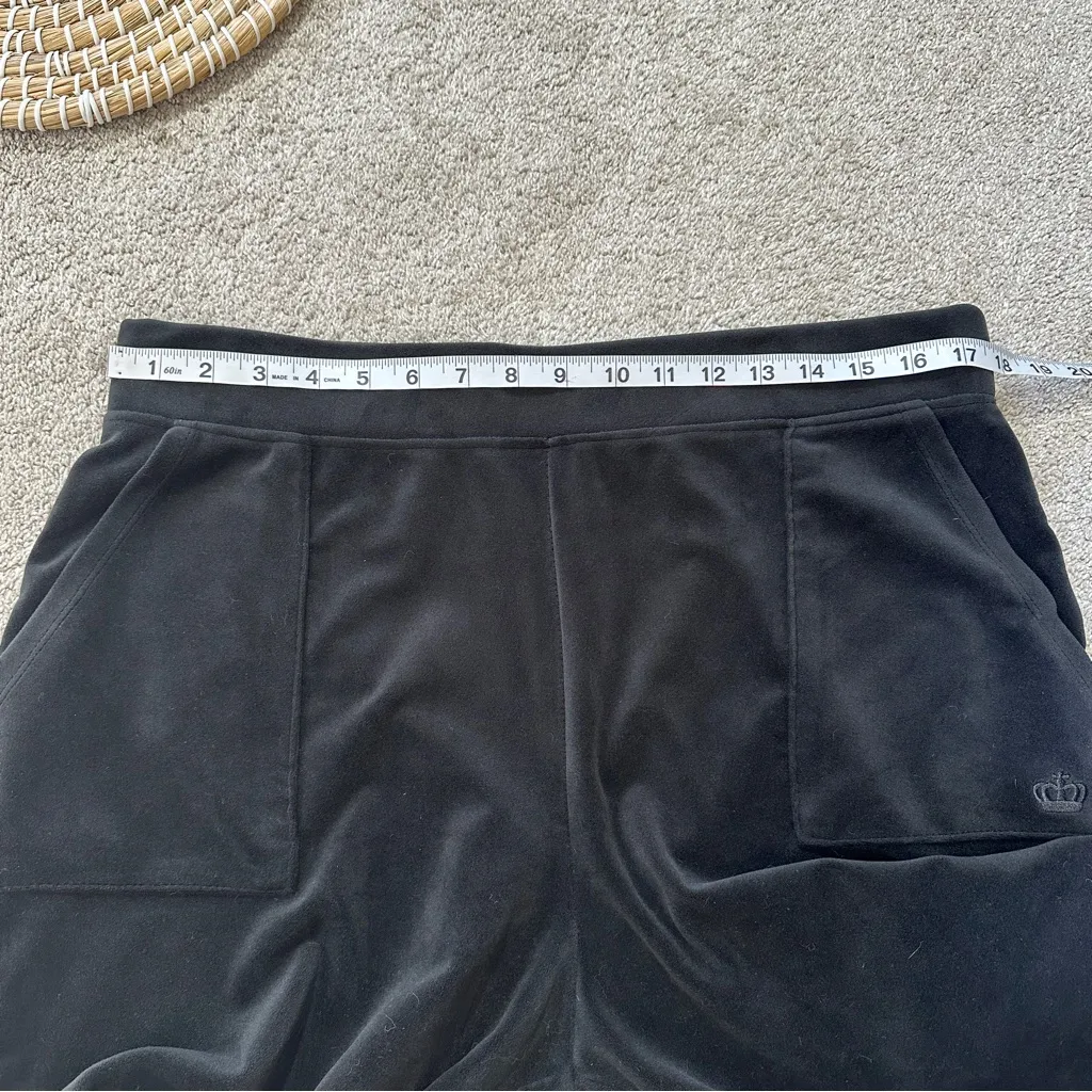 Juicy by Juicy Couture Velour Pull On Pants Straight Leg High Rise in Black 1X - Image 11