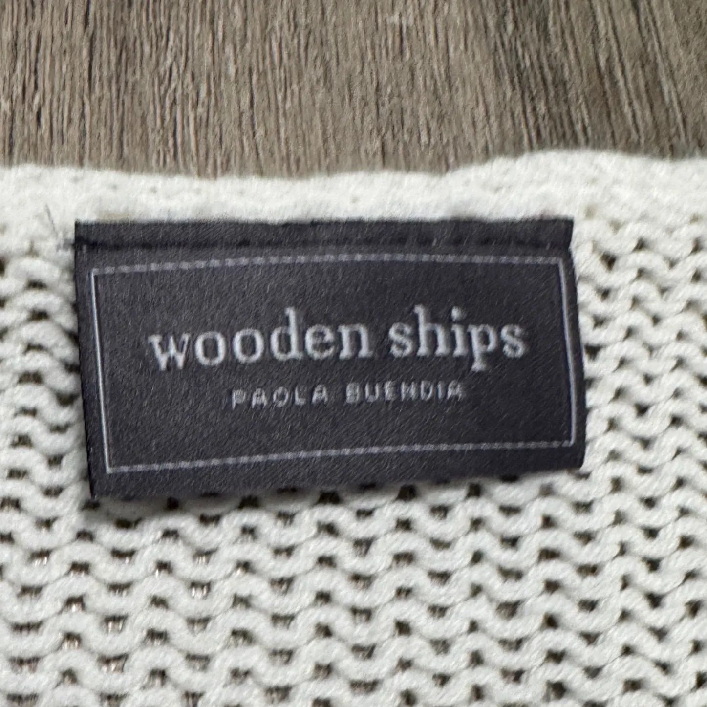 Wooden Ships Cream Knit V Neck Sweater Mini Kisses Valentine Long Sleeve X Small - Image 3