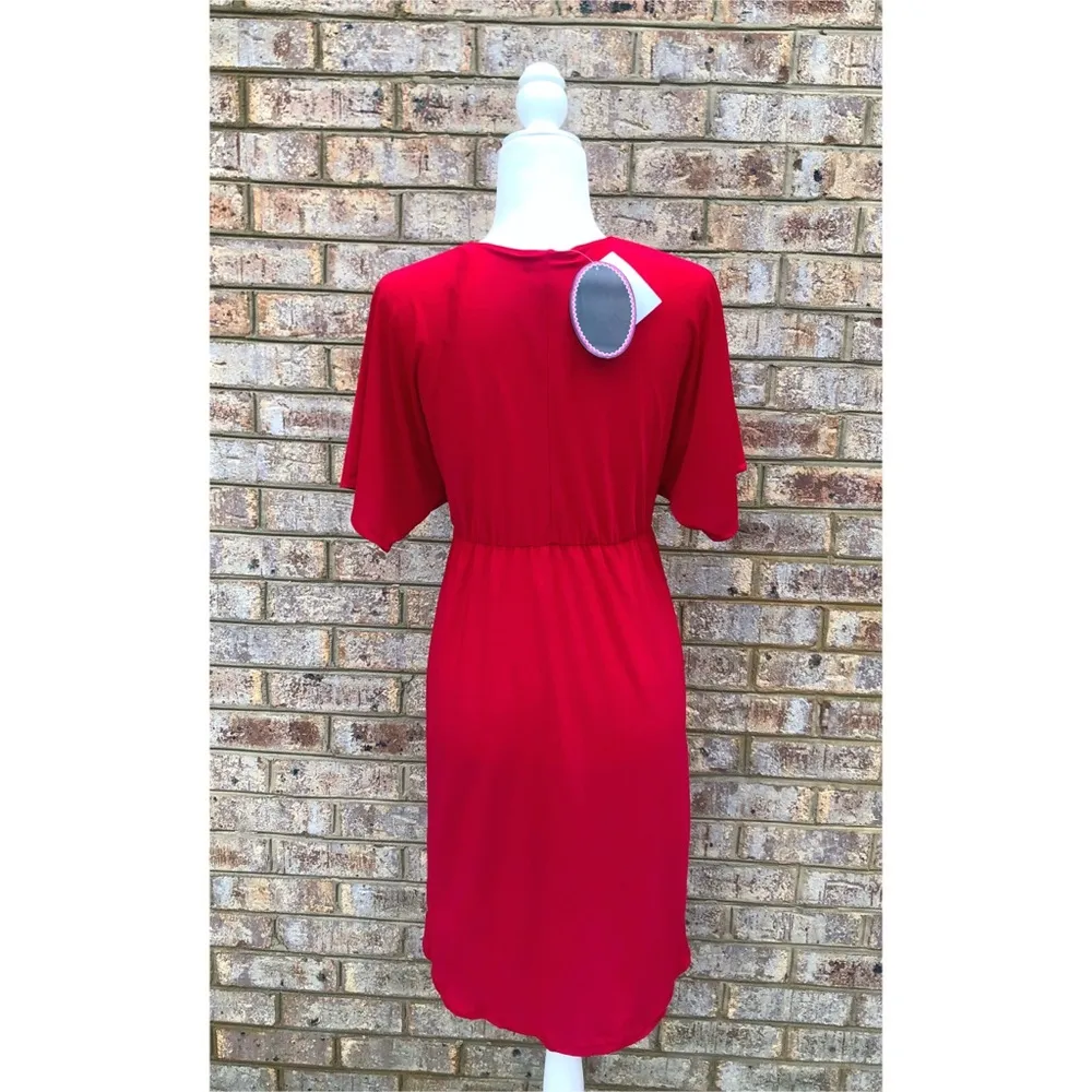 NWT Red Ruffle Drape Wrap Dress - Image 6