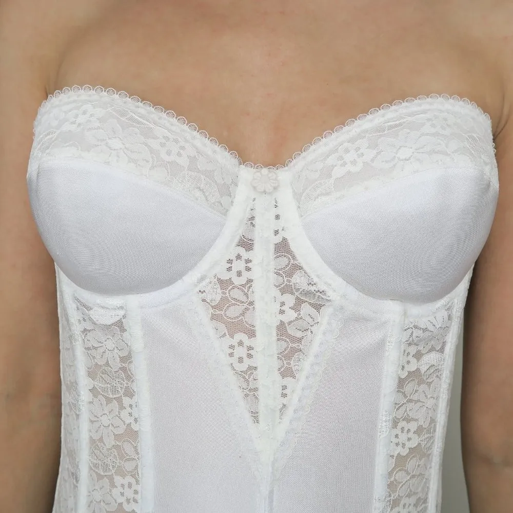 Dominique White Satin & Lace Torsolette Bustier Corset Bra Top Size undefined - Image 3